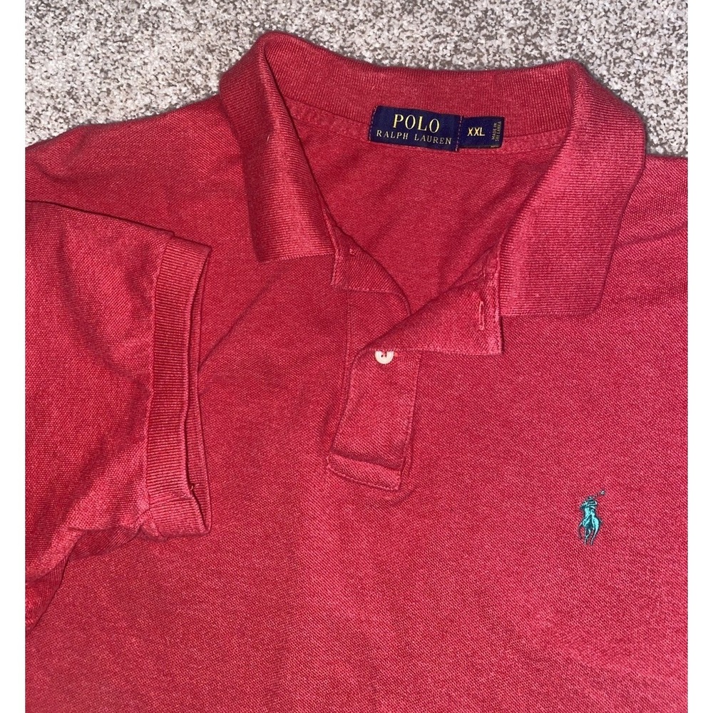 Polo Ralph Lauren Red Polo‎ Shirt Mens XXL Green Pony Cotton Preppy Work Classic